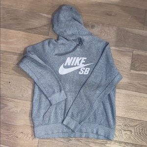 NIKE SB ICON HOODY- grey with white logo
